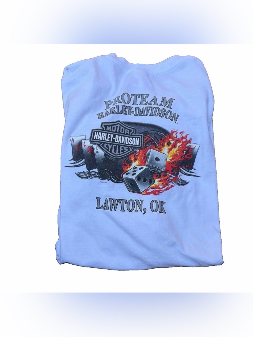 Harley Davidson T-SHIRT Mens White Tee Sz 2XL Proteam Lawton Oklahoma HD